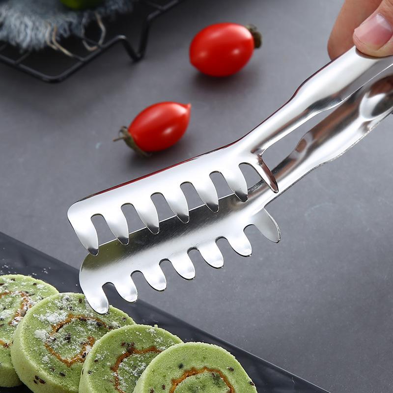 Multifunctional Stainless Steel Food Clip Barbecue Spaghetti Tongs Pasta Forks Kitchen Tools