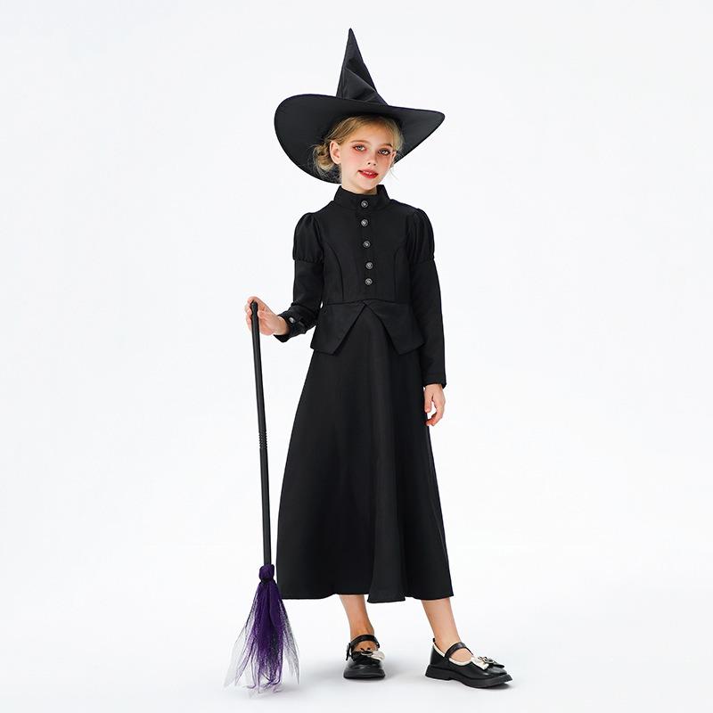 Halloween children's costumes cos magician witch dress robe medieval vampire show children's dress