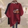 Apricot Pure Cotton with Retro Medium and Long Short-sleeved T-shirt for Women's 2025 Spring and Summer New Large-size Loose Top