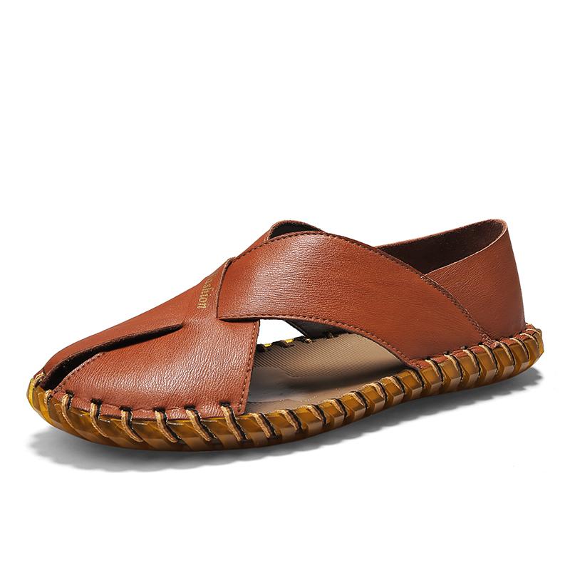 FashionHandmade Summer Men Sandals Casual Classic Men Beach Shoes Outside Male Shoe Comfortable Breathable Mans Footwear Hot Sale 2024