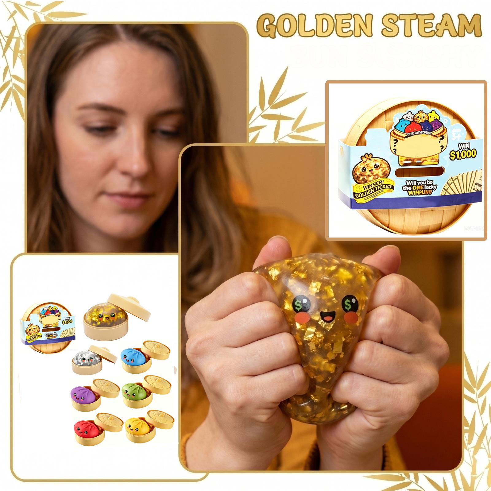 

8cm Squishy Steamed Bun Toy Stress Relief Squeeze Toy in Bamboo Steam Basket Container Suitable for Kids Sensory Play and Collectible One Size