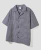 AGOD Open Collar Check Half Shirt [Black]