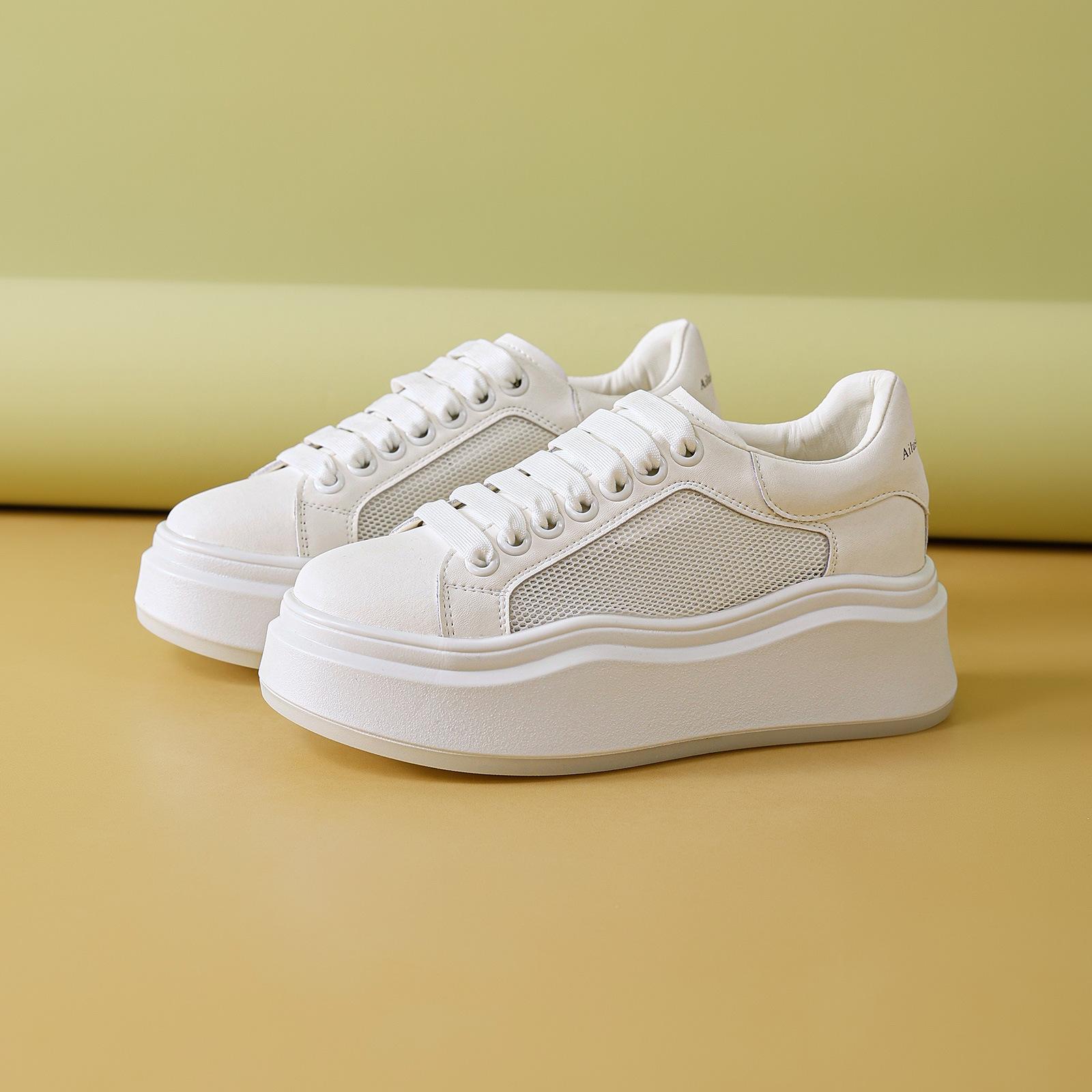 

Platform white shoes women s spring and summer new breathable inner heightening board shoes small versatile sports shoes 34