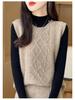 Women's Autumn Winter 100% Wool Knit Vest Sweater - Chic Sleeveless Layering Gilet