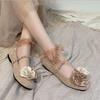 Fairy Tale Style Shoes Woman Eternal Rose Flower Ballet Flats Ladies Autumn Sweet Ribbon Tie Leg Chain Mary Janes Lolita Loafers