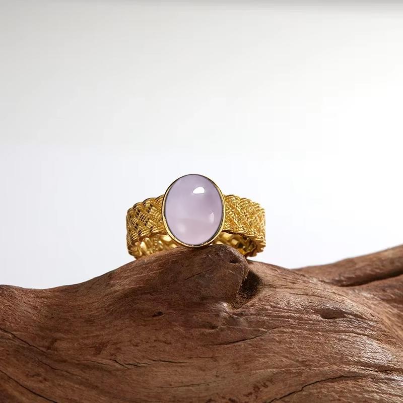 

Кольцо из стерлингового серебра S925 для женщин, овальное круглое кольцо с натуральным розовым кварцем, подарок, в форме солнца, ретро, роскошная мода, изящный циркон 10