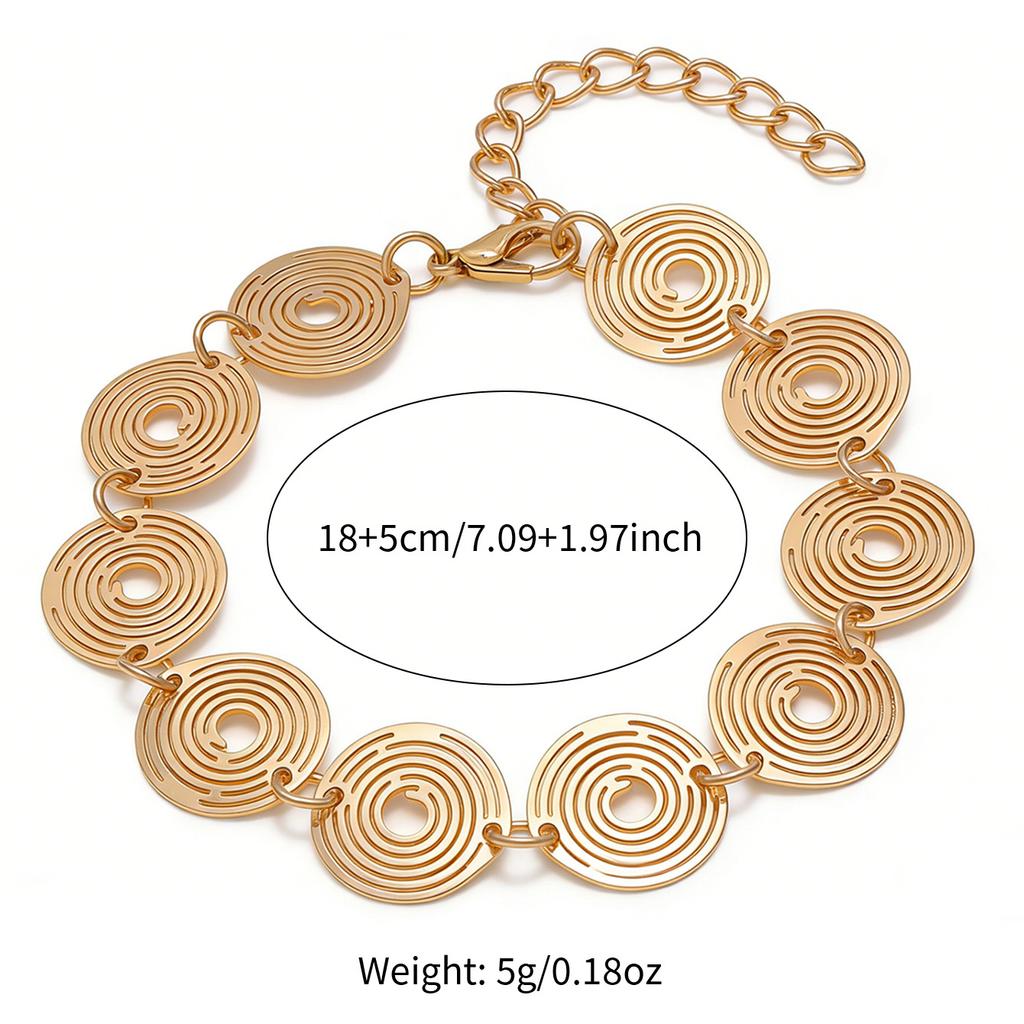 Personalized Geometric Round Bracelet Exaggerated Hollow Metal Style Jewelry Women