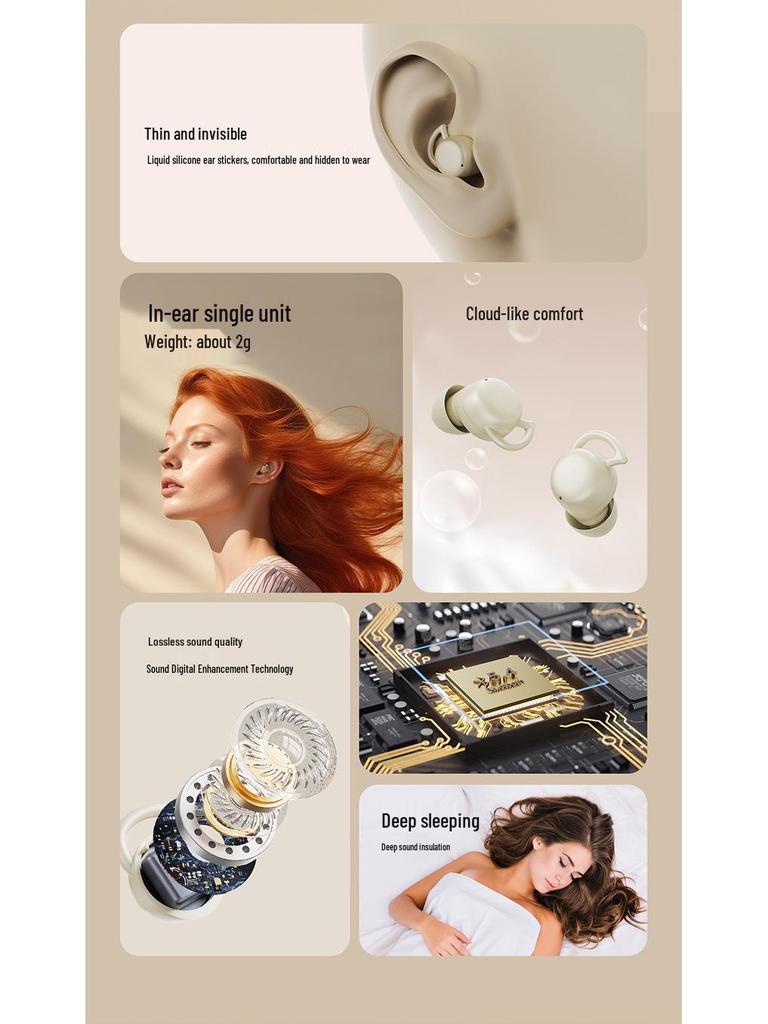 Smart Digital Display Noise-Cancelling Bluetooth Earphones for Sleep and Sports