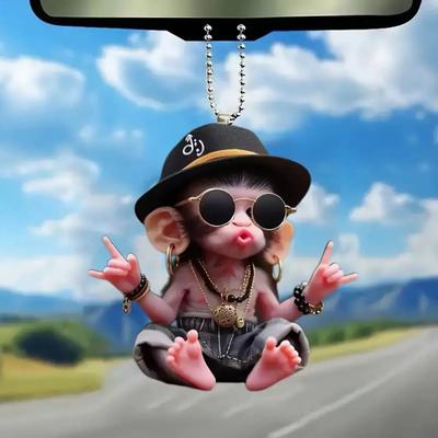 Monkey Car Hanging Pendants Acrylic 2D Car Charms for Backpack