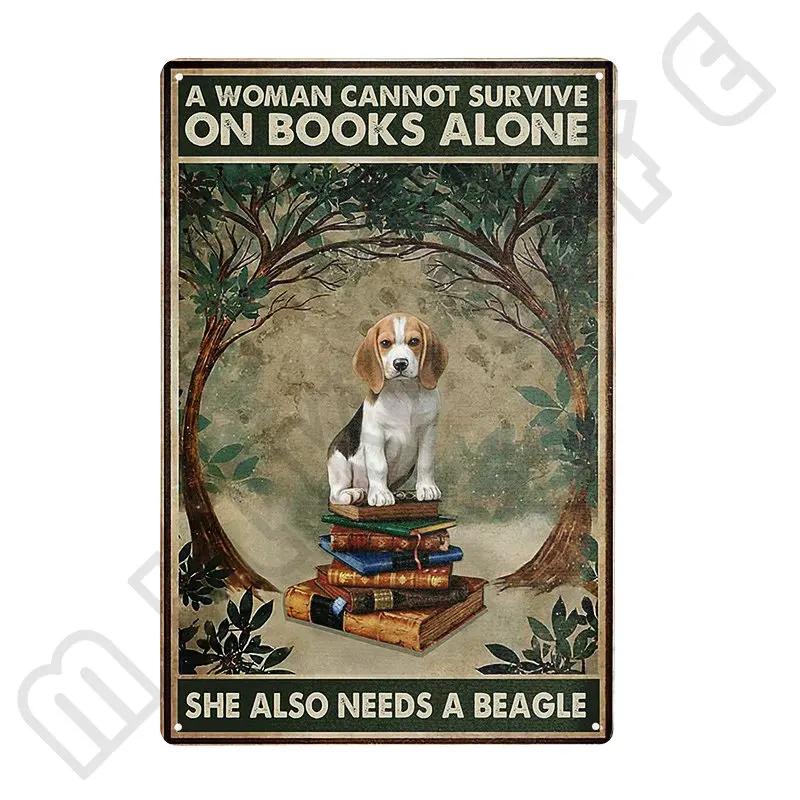 Funny Beagle Dog Metal Tin Sign Plate Retro Art for Bathroom Kitchen Restaurant Dessert Shop Pet Shop Farmhouse Home Room Decor