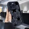 Capa de Celular Preta com Design de Ranhura de Estrela Real para iPhone 14/15/16/17 Pro Max