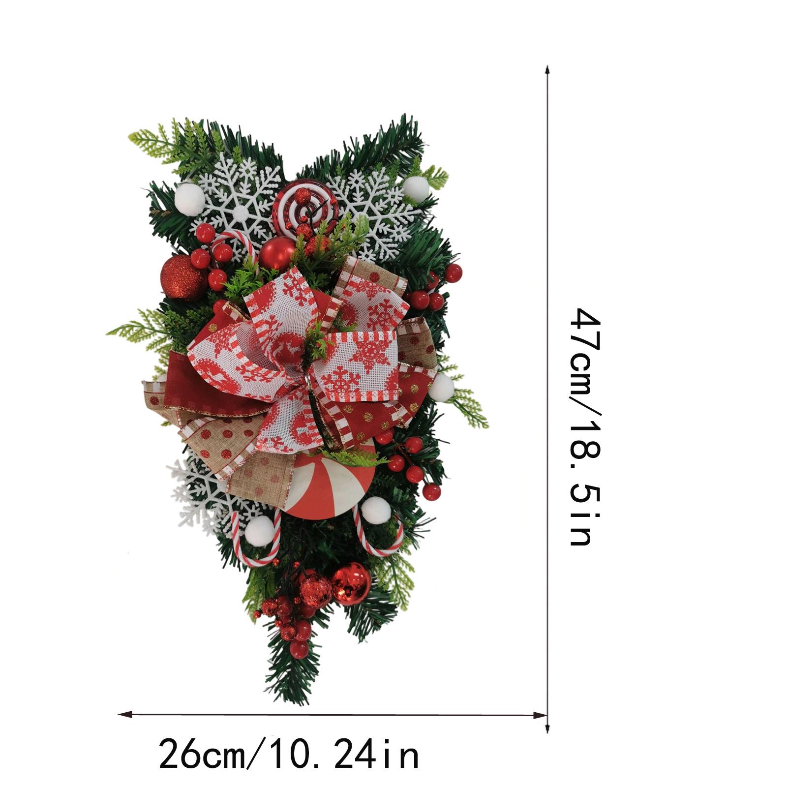 

Рождественская перевернутая елка, дверные украшения, рождественский конфетный венок, украшение, украшение для фона двора, праздничные принадлежности
