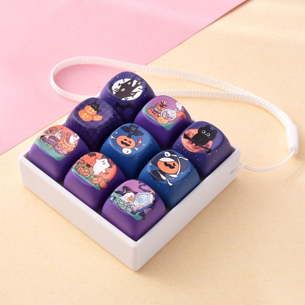 Halloween Pattern Fidget Toy Creative Decompression Button Keychain Bag Hanging Decor