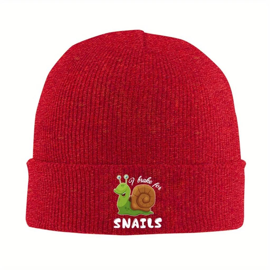 New Snail I Brake For Snails Warm Knitted Cap Fashion Bonnet Hat Autumn Winter Outdoor Beanies Hats For Unisex Adult