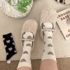 Autumn and Winter Love Couple Socks for Women, Mid-calf, Fluffy Heart Design, School-style Pile Socks for Women