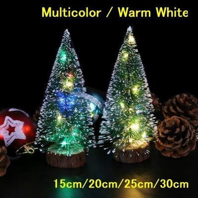1 Stück LED Licht Mini Künstliche Weihnachtsbaum Dekorationen Festival Tischplatte Miniatur Schnee Frost Weihnachtsbaum Dekor 4 Größen