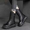 Fashion soft leather platform Martin boots women's 2025 autumn and winter new fashion versatile British wind fried street small short boots