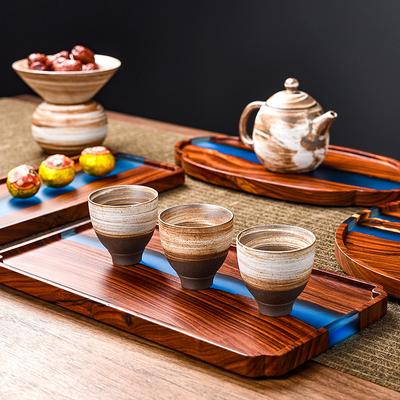 Plateau à thé en bois résine époxy de haute qualité table à thé rétro ménage petit plateau à bulles sèches plateau snack plateau à collation