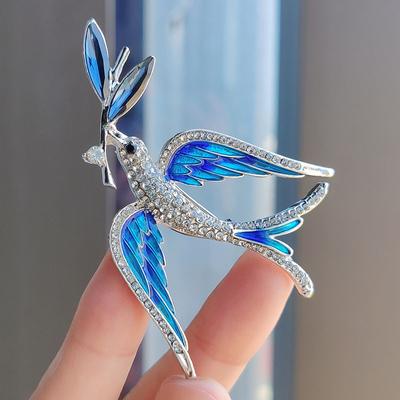 Blue Swallow High-End Brooch Female Exquisite Anti-Light Pin Personalized Enamel Corsage Versatile Suit Accessories