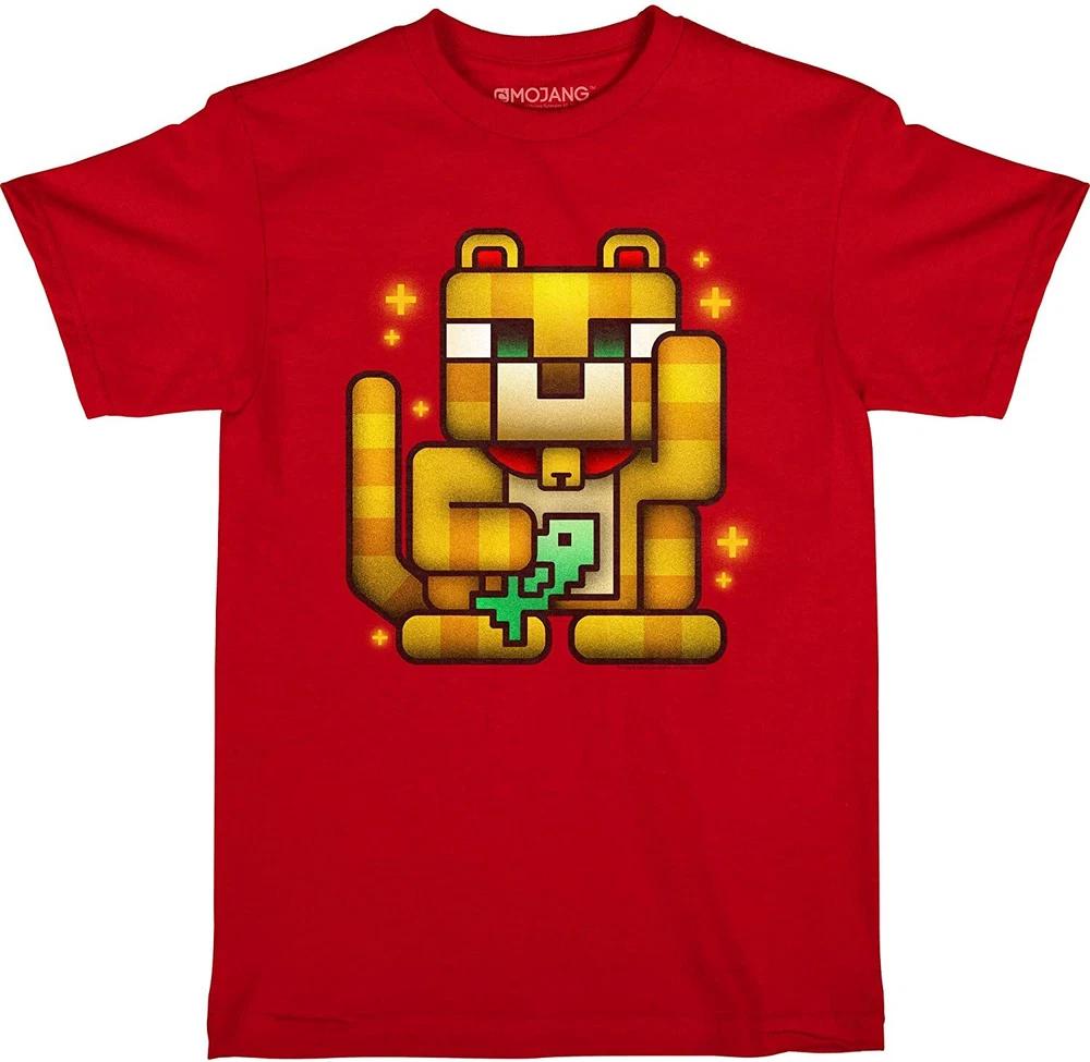 Minecraft Lucky Ocelot Boys Kids Red T Shirt Official Minecraft Classic Tee S