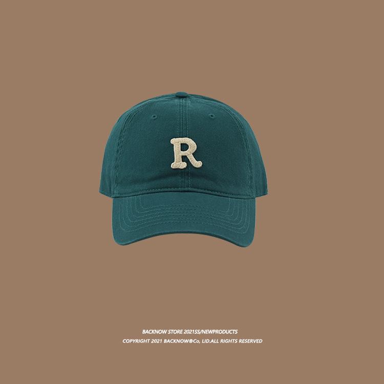 Vintage "R" Letter Embroidery Baseball Cap, Adjustable Cotton Dad Hat for Men & Women