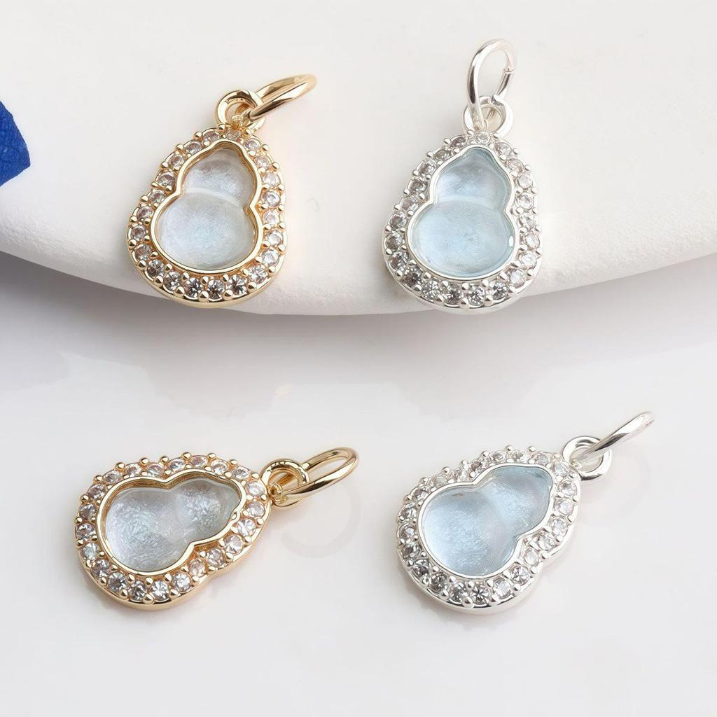 DIY Kolye, Bilezik, İp Takı için 14 Ayar Altın Dolgulu Zirkon Kabak Kolye Ucu.