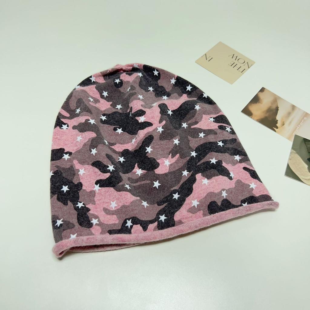 Autumn and winter new European and American camouflage jacquard knitted hat men's and women's thermal hats personalized hip-hop cold hats versatile f