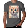 Soap Bubble Lover Cute Yellow Cat TShirt Breathable Basic Cotton TShirt