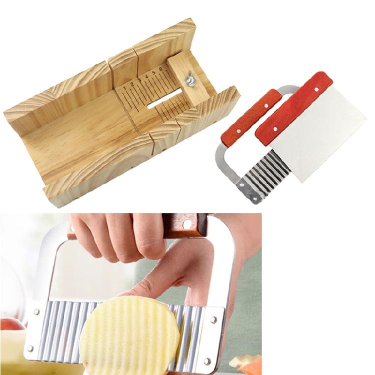 Scatola Stampo per Sapone in Legno e Set Tagliere per Sapone Stampo Rettangolare in Silicone con Scatola in Legno