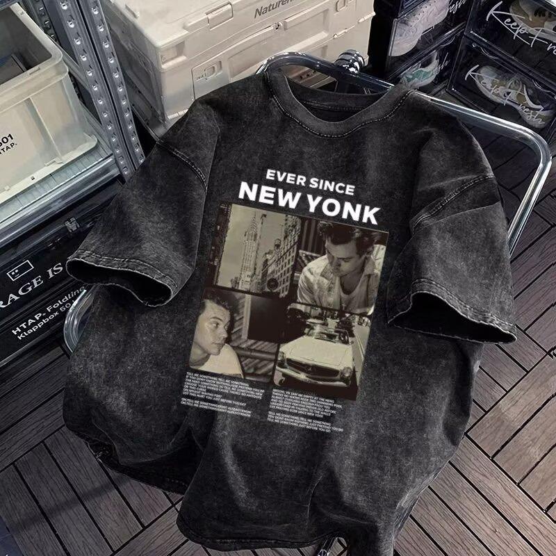 Men's printed short-sleeved t-shirt men's tide summer loose five-minute sleeve trend ins simple printed half-sleeved tops