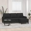 Vidaxl 3-Seater Sofa With Footstool, Black, 180 Cm, Fabric