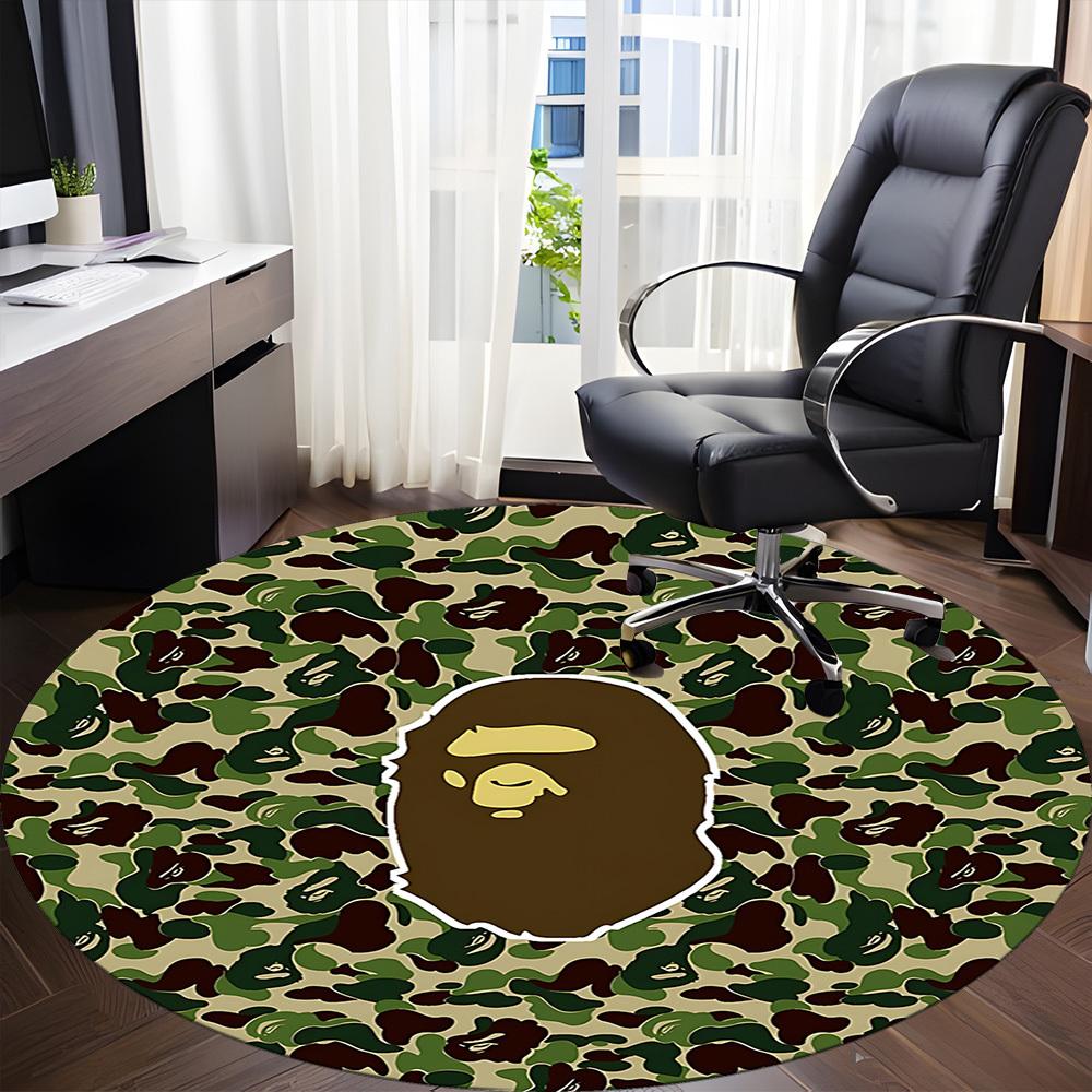 

1 шт. Круглий килимок BAPE Logo для офісу, нековзкий, м який та міцний офісний килимок для декору інтер єру, ідеально підходить для офісу, красива прикраса 150cm