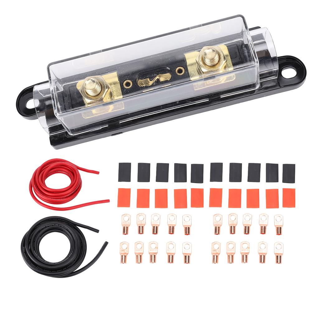 20ft 1 0AWG Wire High Performance Copper Clad Aluminium Power Cable with 250A Fuse Box 20ft for Car RV Trailer