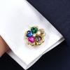 Rhinestones Button Covers for Women Elegant Flower Designs Detachable Clip On Shirt Decoration Accessory