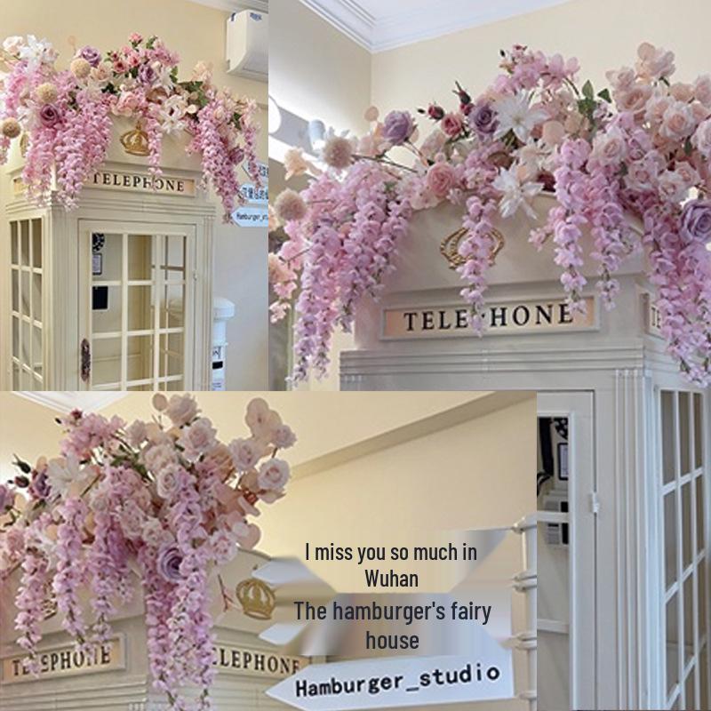 Golden Shower Flower Row Wedding Arch - Outdoor Wall Hanging Decoration