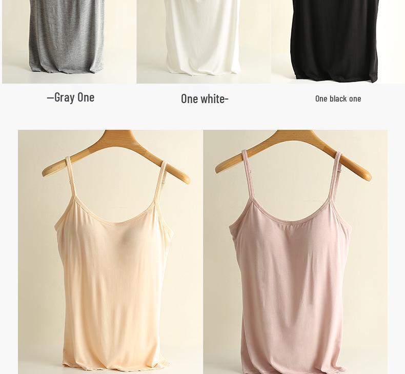 Women's Modal Spaghetti Strap Tank Top with Built-in Bra Pads - Plus Size Sports Bra Underwear