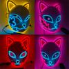 Demon Slayer Lichtgevende EL Draad Mask Anime Karakters Cosplay Kostuum Accessoires Japanse Anime Vos Halloween LED Masker