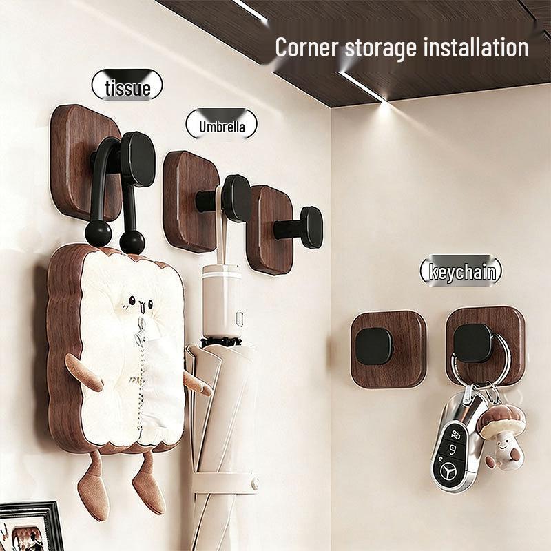 Walnut Grain No-Drill Suction Cup Hook for Kitchen & Home