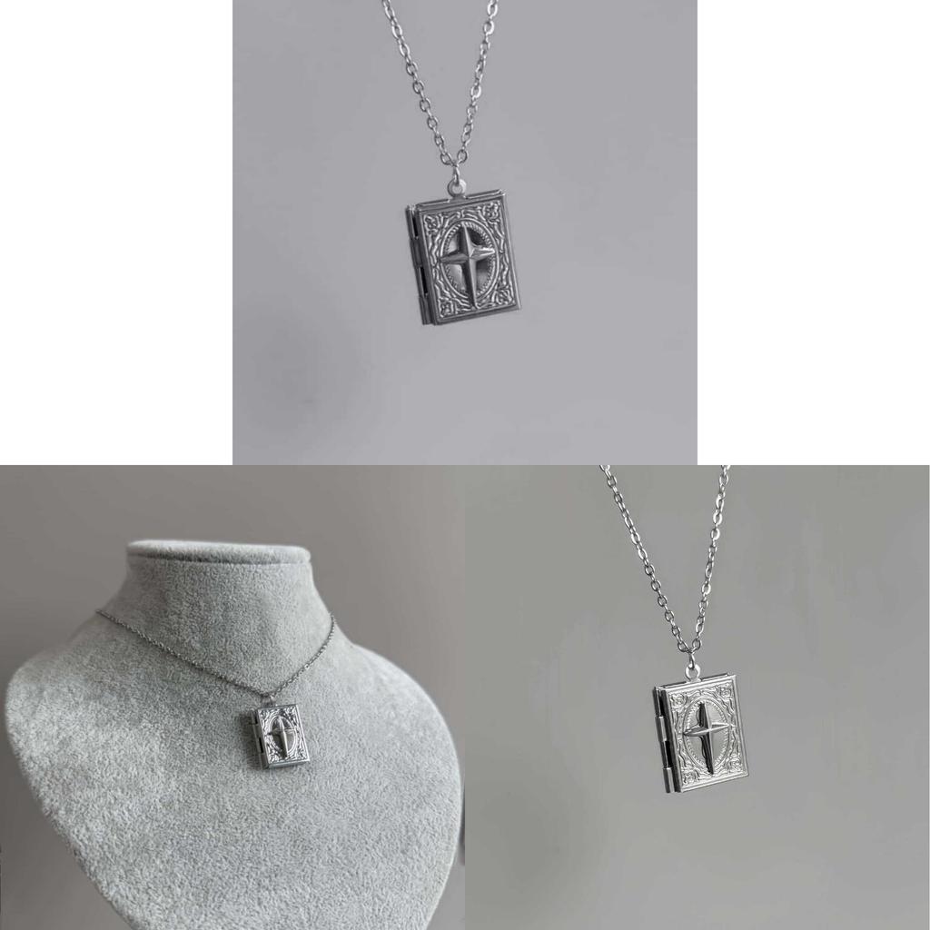 Alloy Cross Pendant Necklace With Photo Box For Women Fashion Jewelry