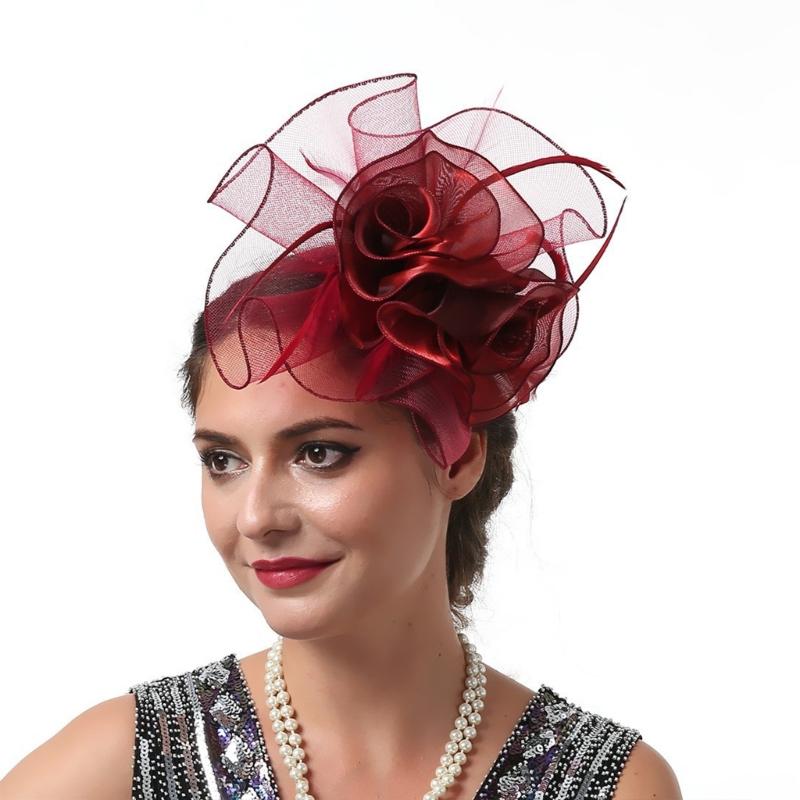 Teaparty Hat Cocktails Party Mesh Hat Hair Clip Female Mesh Flower Fascinator Hat Headpiece Role Play Accessory Headwear