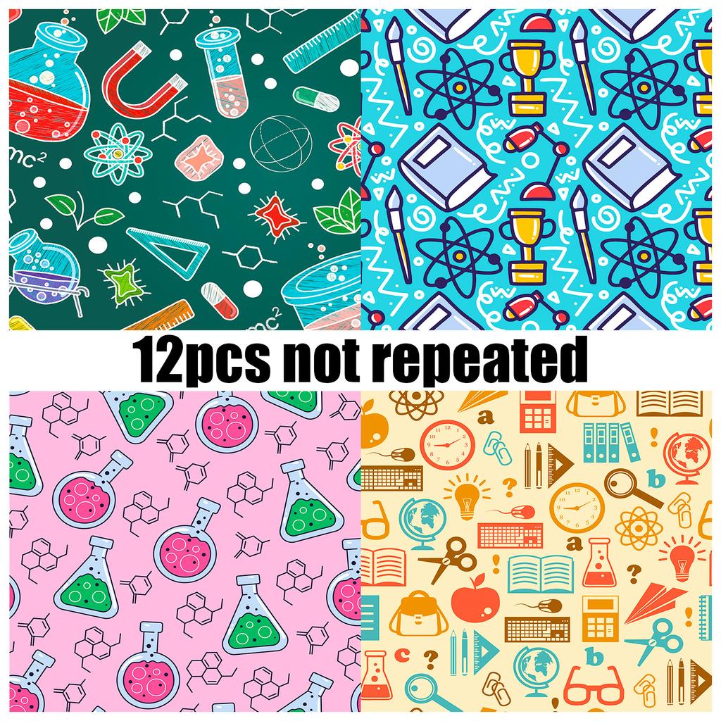 12 Blatt/Packung mit Materialpapier für wissenschaftliche Experimente, Handbuch, Dekorationsaufkleber, DIY, kreatives Muster, Modematerial, Papier