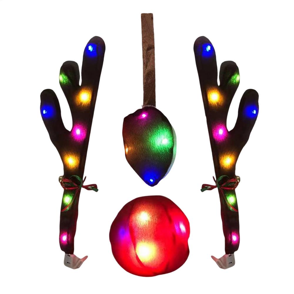 

Car Antlers LED Antler with Nose Car Decor with Tail for Automotive Truck Vehicle SUV Exterior Window Roof Top Holiday