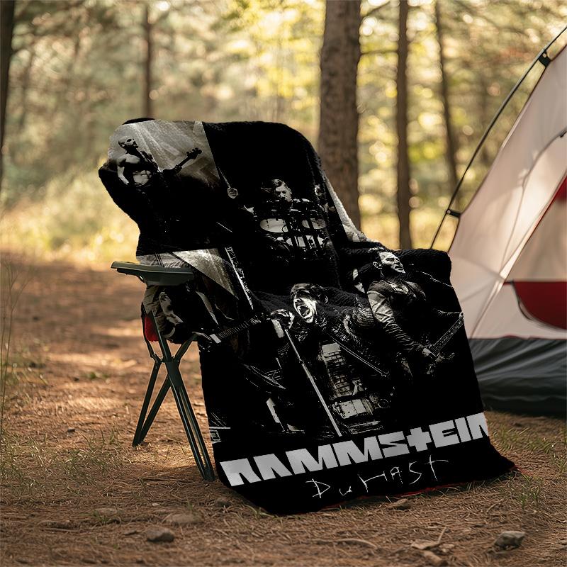 1pc Rammstein3 Theme Blanket - Digital Print, Polyester, Cozy for All Seasons, Perfect for Outdoor, Camping, and Travel