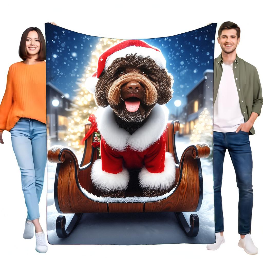 Christmas Dog Blanket Cozy Soft Pet Throw for Holiday Decor Cute Santa Design Holiday Gift for Dog Lovers