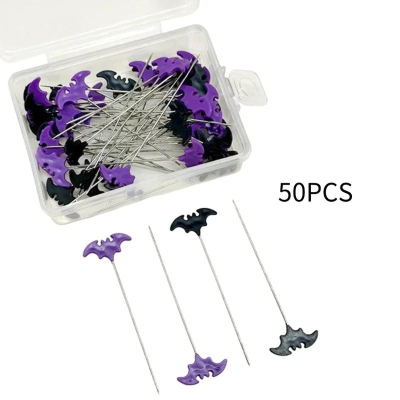 

50/100pcs Dressmaking Pins Embroidery Patchwork Pins Accessories Halloween Bat Sewing Needle DIY Sewing Tools Decoration 50Pcs