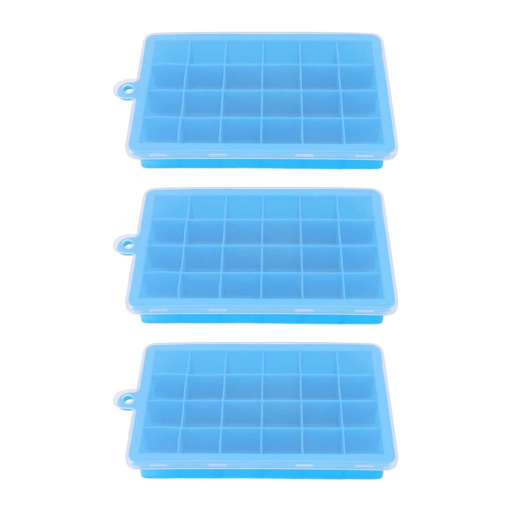 3 Stück Eiswürfelform Wiederverwendbar 24 Fächer Eiswürfelform mit Abnehmbarem Deckel Leichtes Entformen Silikon Eiswürfelbereiter für