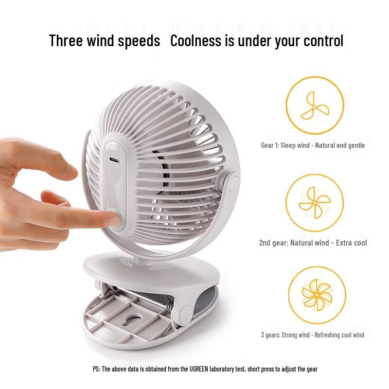Ugreen Portable USB Rechargeable Clip-On Mini Fan