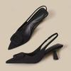 Fashion Brand Woman Slingback Shoes Fashion 2025 Spring New Ladies High Heels Elegant Med Heel Pointed Toe Slip On Sandal Mules