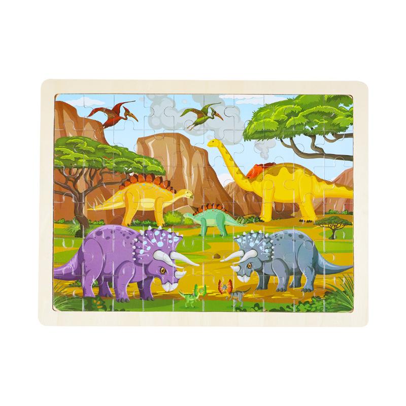 Holz 60-teiliges Blockrahmenpuzzle, Kinder-Cartoon Holzflugzeugpuzzle, Baby Früherziehung Lernspielzeug