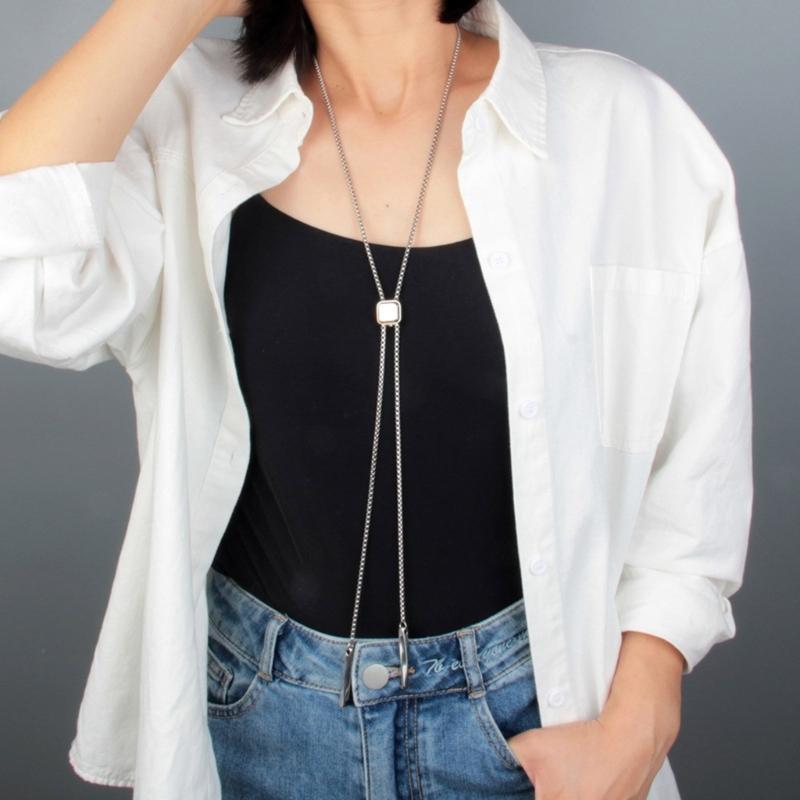 Bolo Tie for Male Western Cowboy Necktie with Small Cube Pendant Decorative